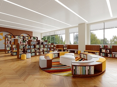 现代中古图书馆 图书馆 现代风