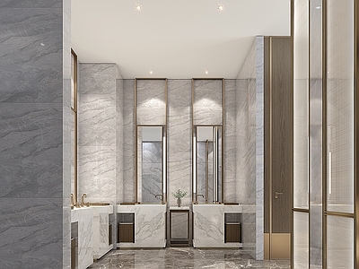 新中式现代酒店卫生间 酒店公共卫生间
