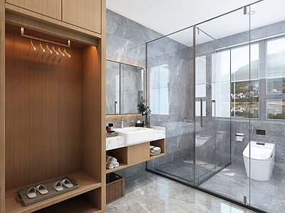 现代新中式酒店卫生间 卫生间