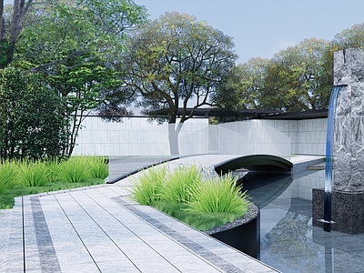 现代庭院小品 现代庭院景观 水景庭院松树现代 现代松树水景景观 住宅内庭院景观 售楼处景观