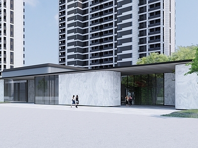 现代售楼处建筑 景观售楼处 入口门厅小区大门 现代售楼处景观 住宅首开区景观 售楼处示范区景观