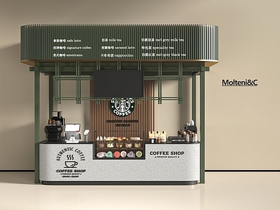 现代咖啡厅 奶茶店 咖啡机 工作台 展柜 收银台