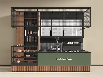 现代咖啡厅 面包店展柜 工作台 收银台 展柜 奶茶店