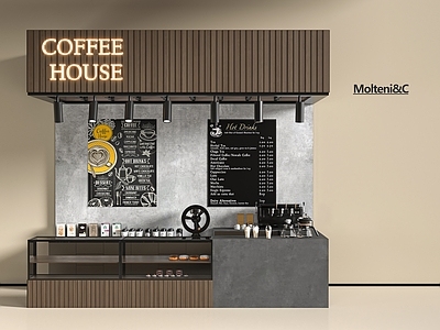 现代咖啡厅 奶茶店 甜品面包店 咖啡机 工作台 收银台