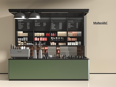 现代咖啡厅 奶茶店 咖啡机 工作台 收银台