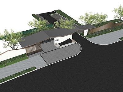 现代新中式小公建 新中式坡屋顶 示范区 入口大堂 小区入口
