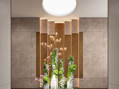 现代室内景观 现代室内景观 景观小品 植物造景 植物堆 景观植物