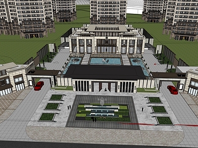 新中式现代小区建筑 高层建筑 商业建筑 售楼处