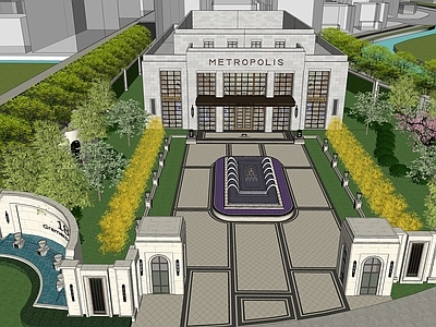 现代新中式售楼处建筑 售楼处 商业 会所