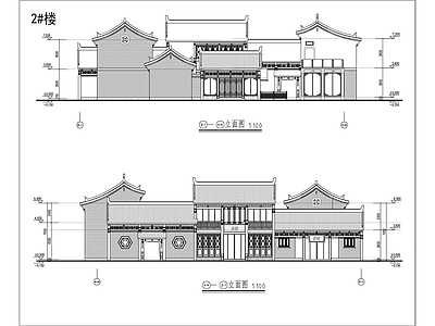 现代中式商业街 商铺建筑图 施工图
