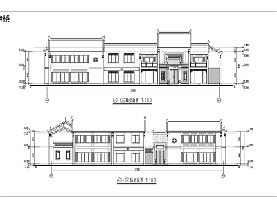 现代中式酒店建筑 食堂包房建筑图 施工图