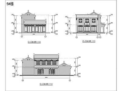 现代商业街 小商铺建筑图 施工图