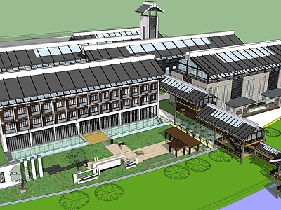 中式展览馆建筑 展览馆