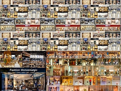 现代橱窗 室内贴图 商业街室内场景 橱窗 店铺店招 贴图