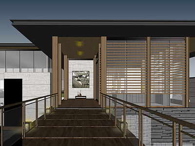 现代新中式售楼处建筑 会所 商业