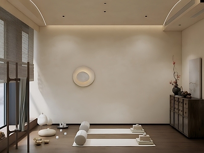 侘寂禅意瑜伽室 侘寂禅意瑜伽室 颂钵室内 侘寂风展示柜