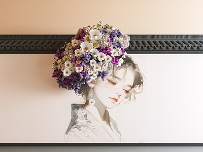 现代文化墙 鲜花墙绘 墙绘 鲜花美陈 卡通墙绘 植物墙