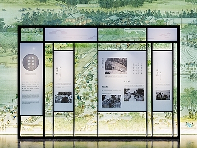 新中式博物馆展厅 桥梁博物馆 图文展板设计