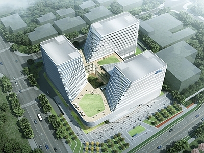 现代产业园建筑 现代多层办公楼 研发中心 办公产业园 总平面图 平面方案 施工图