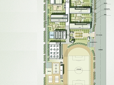 现代学校建筑 现代中小学规划 总平面图 建筑平面方案 施工图