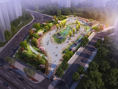 新中式公园景观 城市公园 景观公园