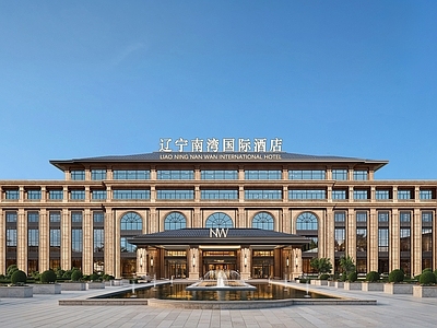 法式复古酒店建筑 多层酒店建筑