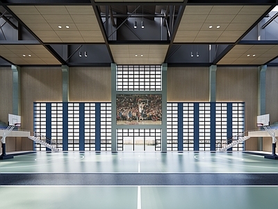 现代篮球场 室内篮球场 室内羽毛球场