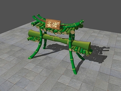 新中式复古风格建筑 朱雀门 场景道具门