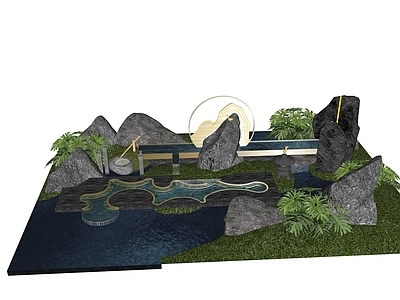 新中式现代水景 水景