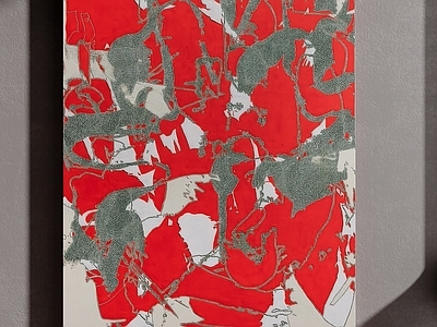 新中式中古挂画 红色挂画 油画 客厅挂画 玄关挂画 办公室挂画