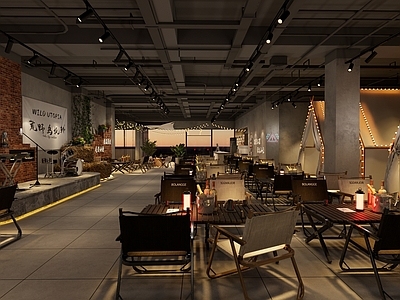 现代工业烧烤烤肉店 露营风烧烤店 露营风餐饮店 烧烤店 烤肉店 工业风烧烤店