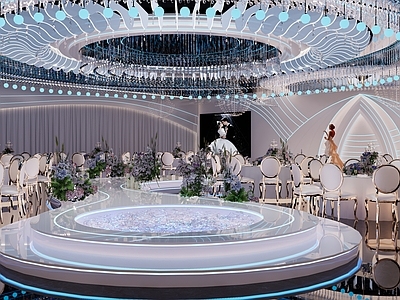 现代简约宴会厅 婚礼宴会厅 现代科技水晶宴会 水晶婚礼宴会厅 现代水晶婚礼堂 大气宴会厅