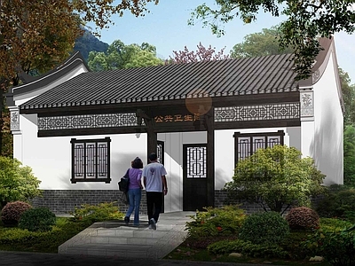 中式公厕 中式公厕 中式卫生间 硬山顶古建 仿古公厕 公厕结构 施工图
