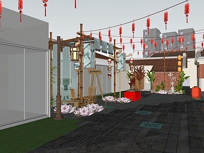 中式商业景观 城市更新旧改街区 文化商业街区 庭院花园景观 特色铺装趣味小品 曲水流觞水景