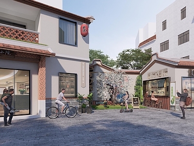 中式商业景观 城市更新旧改街区 文化商业街区 庭院花园景观 特色铺装中式小品