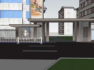 新中式中式小区建筑 小区大门改造 社区门头改造 老旧小区改造 新中式门头 街区改造