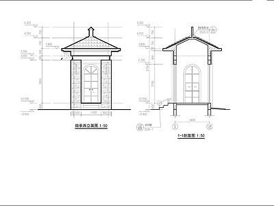 现代欧式门卫室建筑 入口门卫室建筑 门岗建 施工图