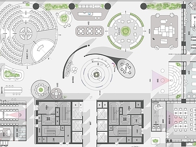 现代整体办公空间 办公室平面布方案 施工图