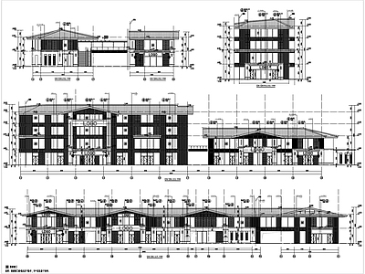 现代新中式商业街 现代商业街建施图 施工图