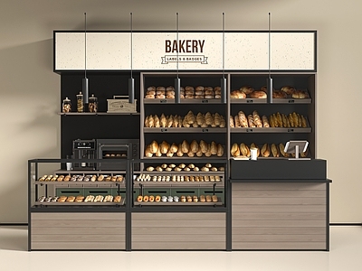 现代甜品面包店 蛋糕店 面包店 甜品店 面包店展柜 工作台