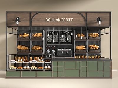 现代甜品面包店 蛋糕店 面包店 甜品店 面包店展柜 工作台