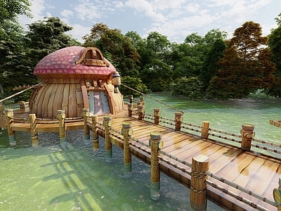 现代其他景观小建筑 水上蘑菇房