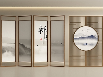新中式中式屏风 折叠屏风 屏风 隔断 屏风隔断