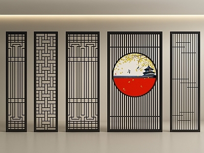 新中式中式屏风 屏风 隔断 屏风隔断