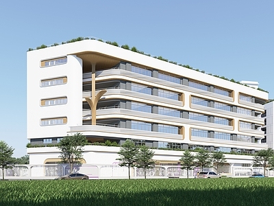 现代学校建筑 现代主义风格学校 自然未来派 超精细落地学校