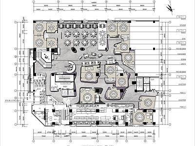现代中餐厅 两层创意餐厅 主题餐厅 平面布置图 施工图