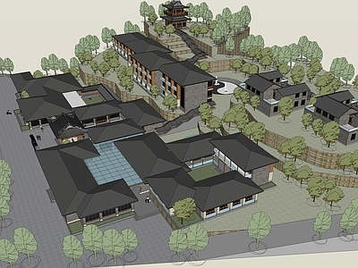 中式酒店建筑 多层酒店建筑