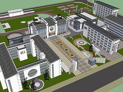 中式学校建筑 教学楼学校