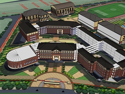 欧式学校建筑 教学楼学校