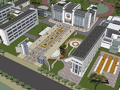 中式学校建筑 教学楼学校